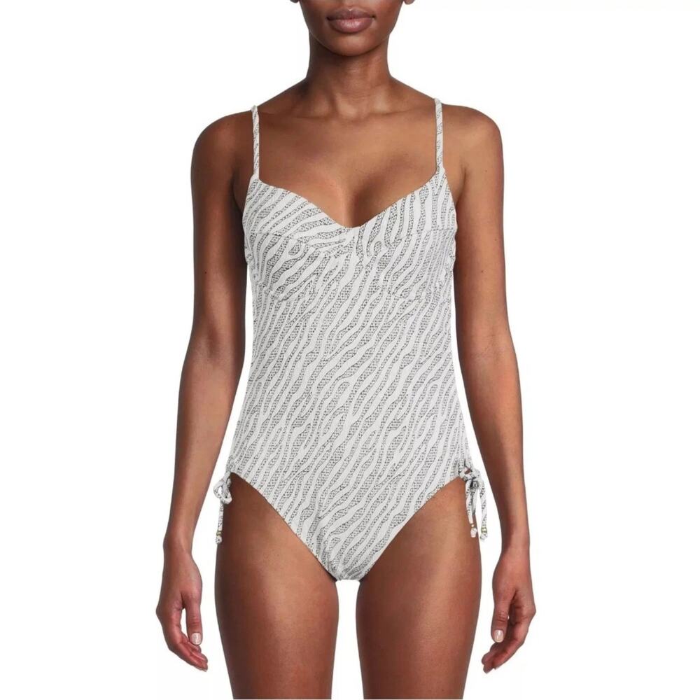 NWOT Time and Tru Zebra Jacquard One Piece Swimsuit